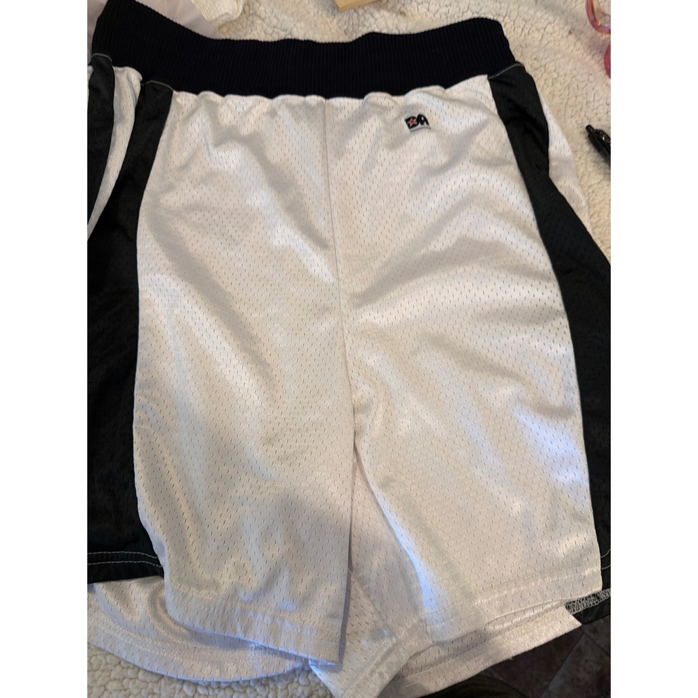 Vintage Don‎ Alleson Athletic Mens Mesh Basketball Shorts White Black USA Large